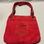 Roxy  Tote Bag Y2k Red Corduroy Front and Back Pockets Double Handle Straps Vtg. Photo 0