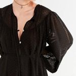 Urban Outfitters  Black Long Balloon Sleeve V-Neck Romper - Medium Photo 4