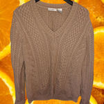 Preswick & Moore  Brown Cable Knit V Neck Sweater Size‎ Large Photo 0