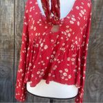 American Eagle  Outfitters Red Floral Boho Flowy Crop Blouse Size S Photo 1