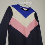 Boden Navy Chevron Cashmere Crew Neck Jumper Sweater Pink Photo 3