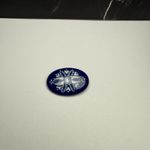 Cobalt Blue & White Enamel Floral Design Handcrafted Oval Metal Brooch Pin Photo 9