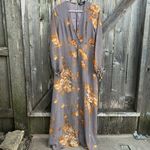 Lulus EUC Fine and Dandelion Grey Floral Shorts Romper Dress Size Large Photo 2