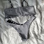Bikini Bandeau Set Gingham Picnic Reversible Black Photo 6
