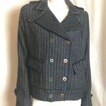 Johnny Was Pete & Greta Jacket Blazer size M Gray Stripe Wool Blend  Double Breas Photo 0