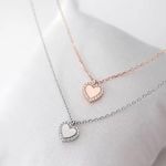 Heart necklace rose gold mini pendant charm rhinestone chain womens jewelry Photo 2