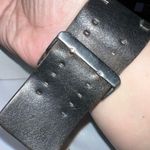 Vintage Mod Biker Leather Studded Rectangular Watch (needs battery) Brown Photo 2