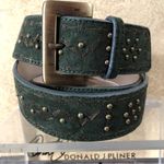 Donald Pliner Belt Dark Green Suede Embellished Gold Metal Studs New NWT $225 Photo 4