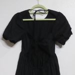 Oak + Fort Black Puff Sleeve Tie Back Dress Sz S Photo 5