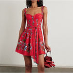 Farm Rio New Sweet Bloom Bouquet Linen Blend Minidress Red Beaded Belt Medium Photo 2