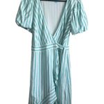 Draper James Draper James Women RSVP Wrap Dress S Aqua Striped Preppy Flirty Coastal Beachy Photo 0