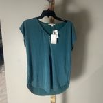 Green Envelope Los Angeles Work Top โ Womenโs Medium NWT Teal Zip Front Blouse Blue Photo 1