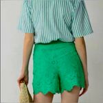 Draper James RSVP Embroidered Eyelet High Waist Scallop Hem Shorts Green Size 4 Photo 1
