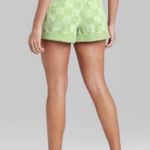 Wild Fable Women's Super-High Rise Rolled Cuff Mom Jean Shorts - Checkered Photo 1