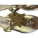Fashion Tradition Women's Gold Thong Sandals Size 8 Photo 1