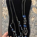 Two Preloved silver tone and Blue and Silver Necklaces Photo 0