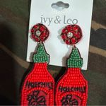 Ivy & Leo  Sriracha Hot Chili Sauce Bottle Earrings Beaded NEW Red Green Photo 2