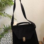 90s Vintage Gothic Office Siren Whimsygoth Black Faux Suede Velvet Envelope Flap Briefcase Satchel Hand Bag Purse Shoulder Crossbody Strap Measurement in pics Photo 2