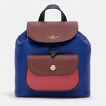 Coach NWT  Pennie Refined Pebble Backpack 22 Colorblock Blue Burgundy Green Red Photo 0