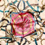 Vintage Equestrian Fuchsia Pink Royal Crown print oversized silky Scarf 35/35 Photo 8