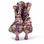 Amy Crookes Marte Purple Yellow Floral Print Ankle Boots Pointed Toe IT 37/US 7 Photo 5