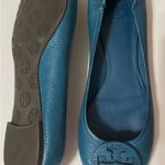 Tory Burch EUC worn once Dark Aqua Blue tumbled leather flats. Ballet. Shoes. Photo 3