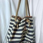 Michael Kors Large Blue And White Pinstripe Marina Tote Shoulder Bag Rope Handle Photo 0