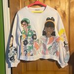 ZARA  Blogger Fave Ecru Multi Girls Print Sweatshirt $59.90 EUC S Rare HTF Photo 12