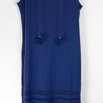 Tommy Bahama  Marina Slub Navy Sleeveless Tassel Tie Ruffle Hem Dress Size Large Photo 0