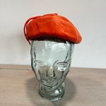 Vintage 50s Nita Hats Of Dallas Orange Velvet Feathered Perching Hat Cap Capulet Photo 1