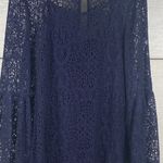 American Eagle  Lace Dress Womens Size Medium Bell Sleeve Cami Midi Blue Crochet Photo 2