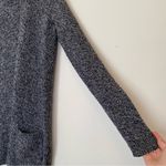 Theory Open Front Wool Knit Cardigan Marled Black Gray Sz Small Photo 4