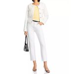 AQUA  Cream Denim Jacket‎ Size 6 Cropped Collarless Button Front Pockets Photo 2