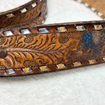 Eagle Western Buckle Leather Belt "CASEY" with Silver and Brown Accents size 40" Photo 2
