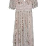 Mac Duggal Pink Floral V-Neck Ruffle Detail Empire Waist Gown Photo 2