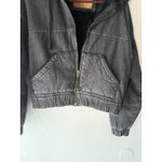 American Eagle  Outfitters Black Denim Sherpa Lined Hooded Jacket Women Small Photo 3