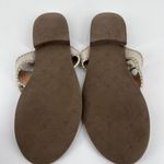 Jack Rogers Alana Sandal in Bone and Gold 8.5 leather goldtone tassels flip flop Photo 2