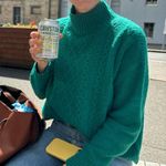 Loft Green Knit Turtleneck Sweater Photo 0