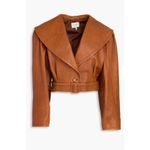 frame denim FRAME Cropped Pebbled Leather Belted Jacket Photo 8