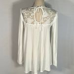 For Love & Lemons Ellery Blouse Women's Medium White Lace Long Sleeves Tunic Photo 4