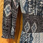 Free People  Mexicali Rose Black Blue Print Smocked Waist Slit Maxi Dress Size XS Photo 15