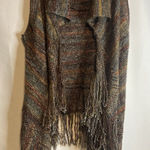 Boho Brown Open Front Fringe Cardigan Vest Women's S Fairy Western Hippie Photo 0