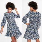 Apiece Apart Sabine Blue Floral Paisley Print Silk Cotton Mini Dress Photo 2