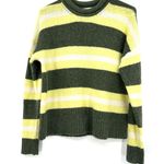 Madewell  size Medium striped‎ fulton pullover sweater yellow green Photo 0