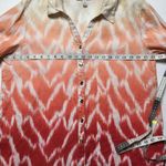 JM Collection Mountain Lake Rose Linen Ikat Button Down Shirt Top Sz 14 Photo 3