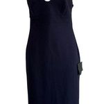Lulus NWT Navy Blue Midi Bodycon Dress Size S knee length stretch spaghetti Photo 0