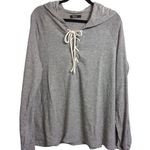 Michael Lauren NWT Gray Carson Long Sleeve Lace Up Front Hoodie Size L Photo 0