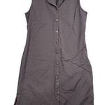 Vintage Two Twenty Sleeveless Button Front Collared Flax Linen Dress Brown Large Photo 0