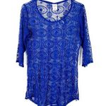 Abercrombie & Fitch NWT Royal Blue Lace 3/4 Sleeve Top Swim Cover Up Size XS NEW Photo 0