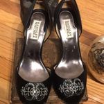 Badgley Mischka Open Toe Heels Whimsygoth Pep toe Pin Brooch Shiny Satin Formal Prom Evening D'orsay kitten Pumps Photo 1